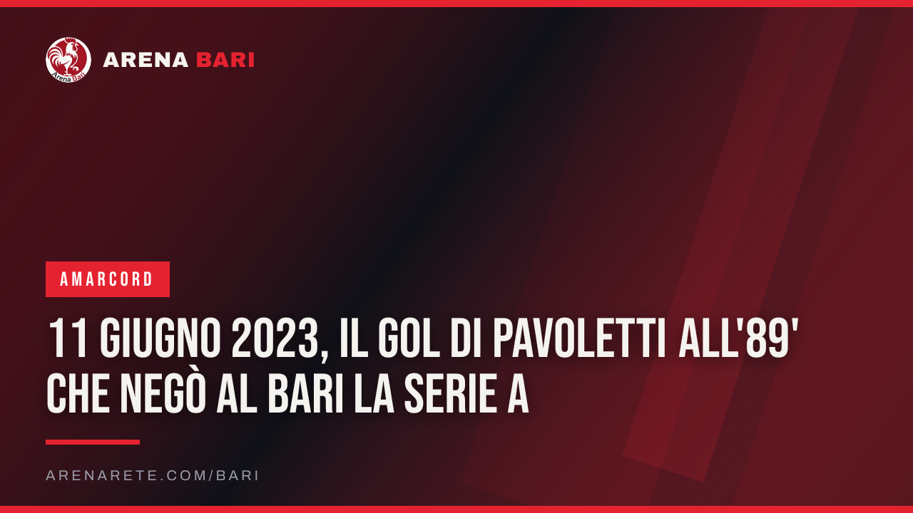 11 giugno 2023, il gol di Pavoletti all'89' che negò al Bari la Serie A