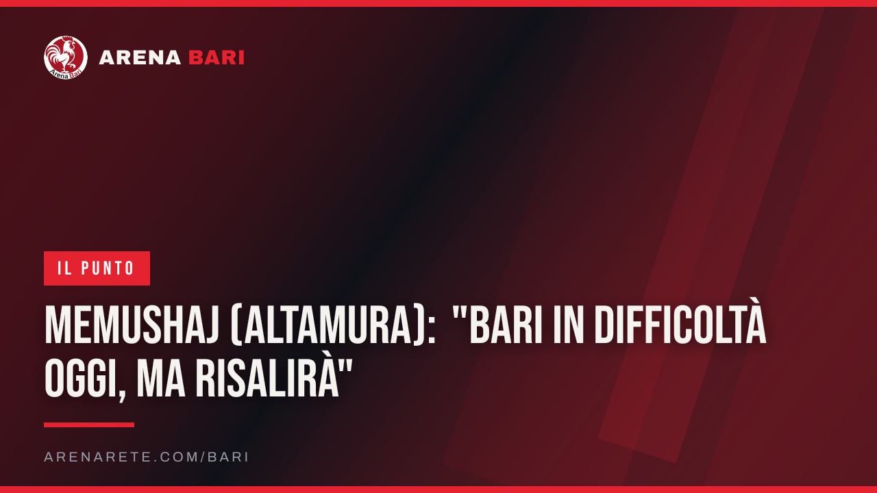 Memushaj (Altamura): "Bari in difficoltà oggi, ma risalirà"