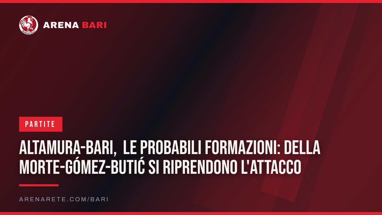 Altamura-Bari, le probabili formazioni: Della Morte-Gómez-Butić si riprendono l'attacco