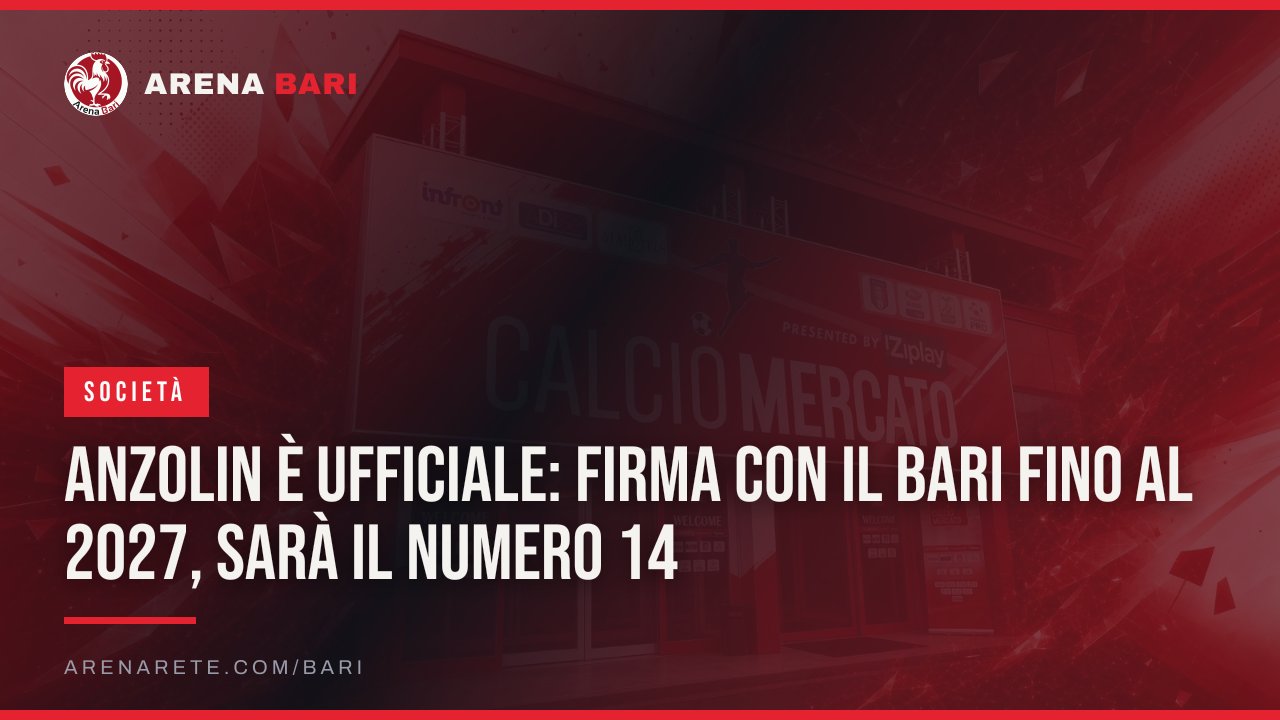 Anzolin è ufficiale: firma con il Bari fino al 2027, sarà il numero 14
