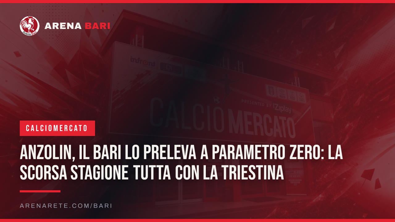 Anzolin, il Bari lo preleva a parametro zero: la scorsa stagione tutta con la Triestina