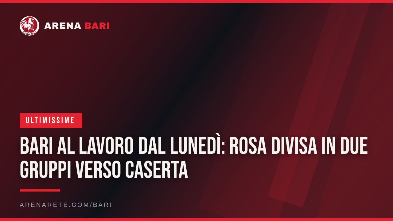 Bari al lavoro dal lunedì: rosa divisa in due gruppi verso Caserta