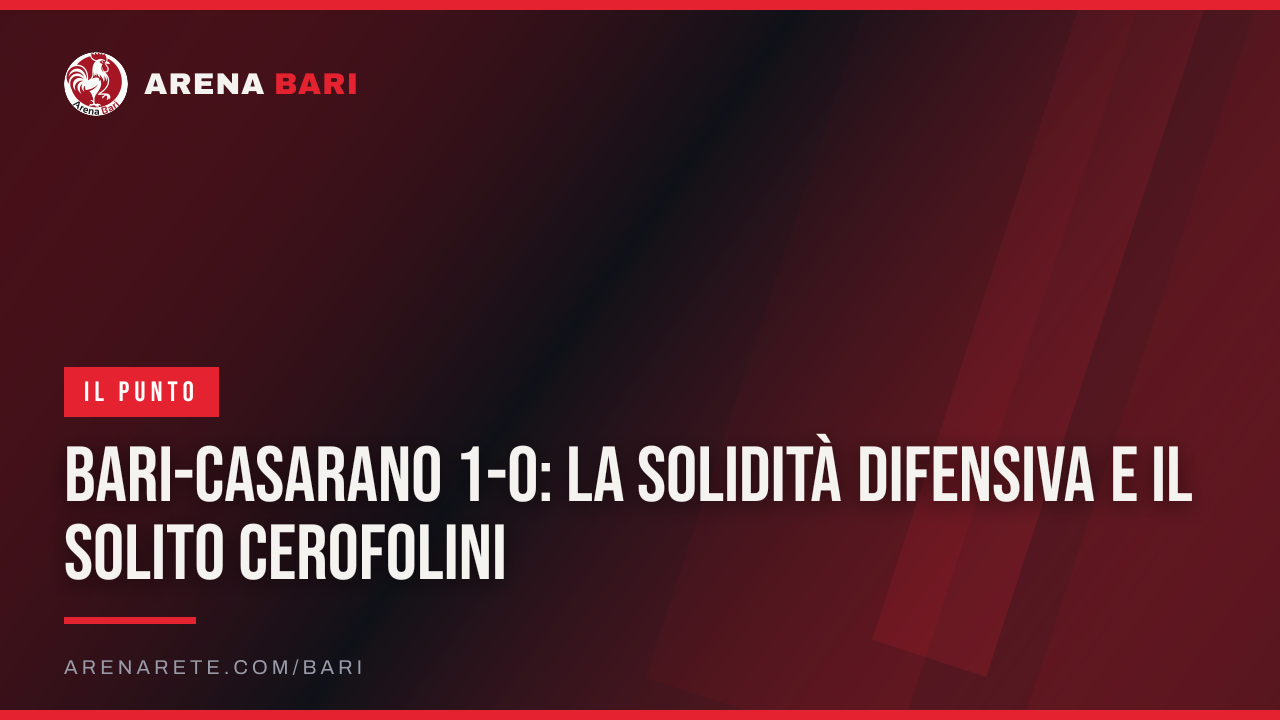 Bari-Casarano 1-0: la solidità difensiva e il solito Cerofolini