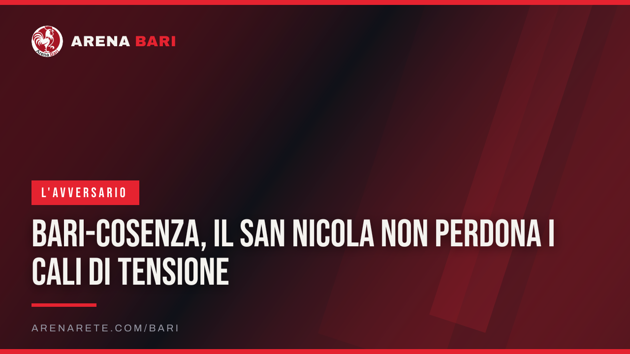 Bari-Cosenza, il San Nicola non perdona i cali di tensione