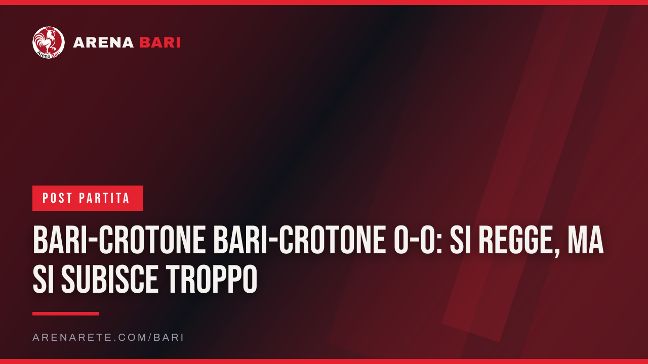 Bari-Crotone Bari-Crotone 0-0: si regge, ma si subisce troppo