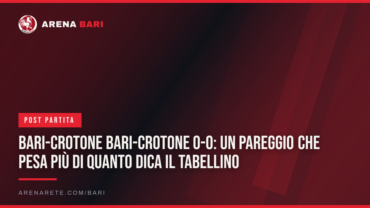 Bari-Crotone Bari-Crotone 0-0: un pareggio che pesa più di quanto dica il tabellino