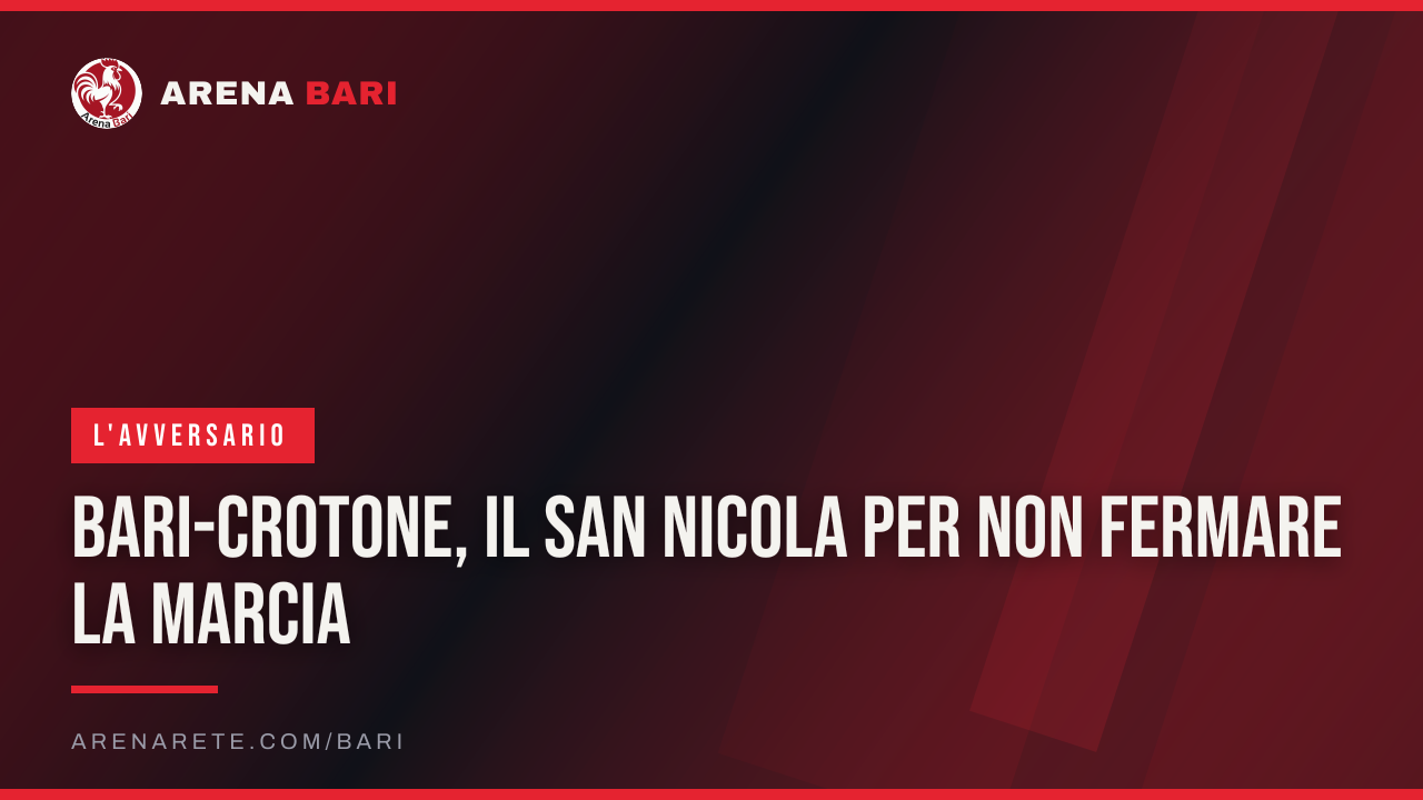 Bari-Crotone, il San Nicola per non fermare la marcia