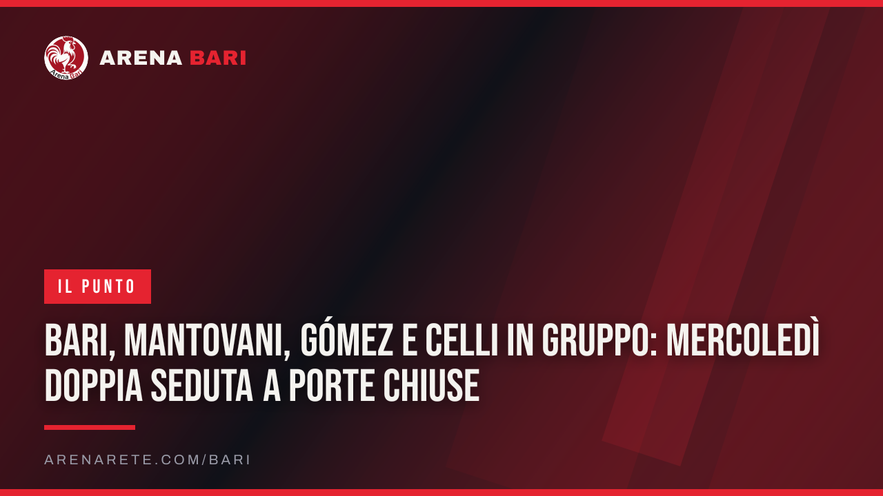 Bari, Mantovani, Gómez e Celli in gruppo: mercoledì doppia seduta a porte chiuse