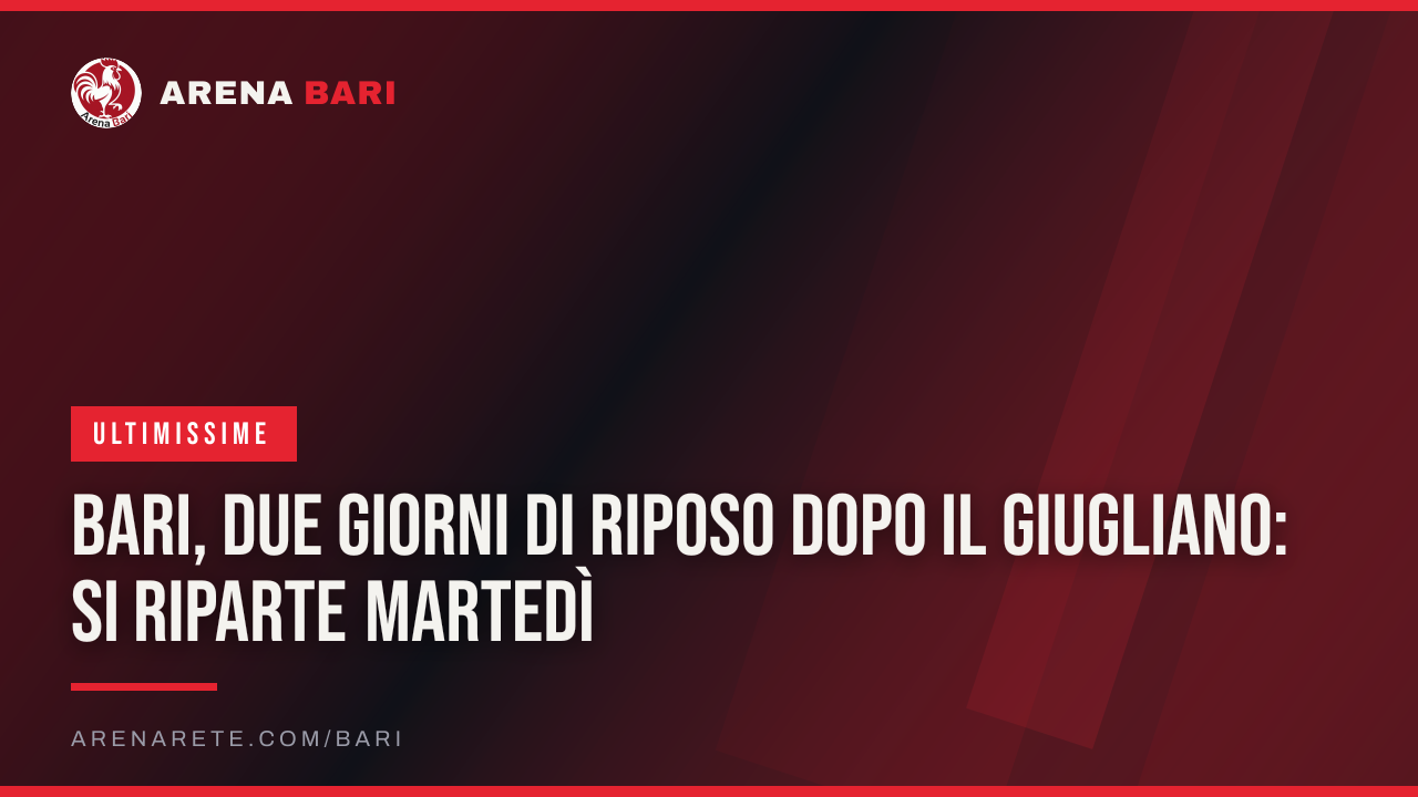 Bari, due giorni di riposo dopo il Giugliano: si riparte martedì