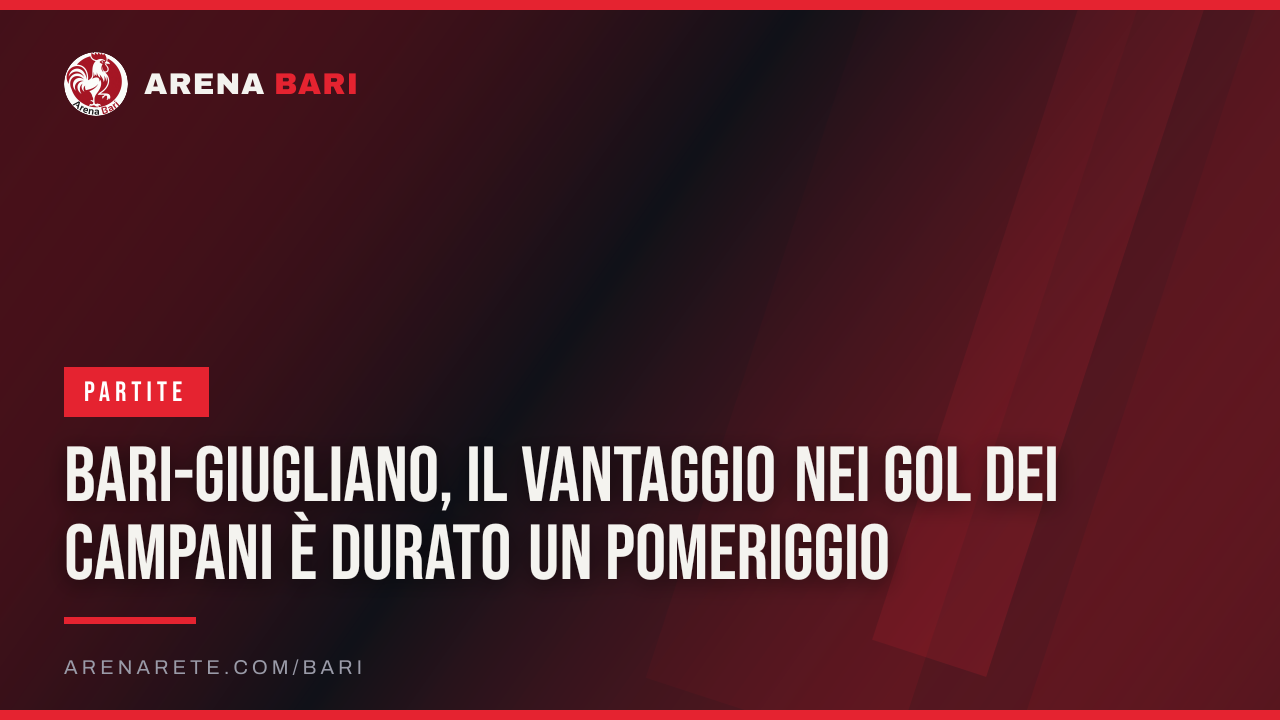 Bari-Giugliano, il vantaggio nei gol dei campani è durato un pomeriggio