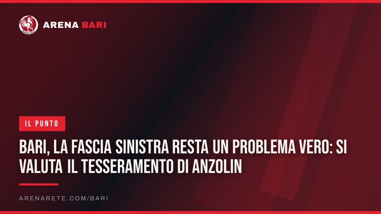 Bari, la fascia sinistra resta un problema vero: si valuta il tesseramento di Anzolin
