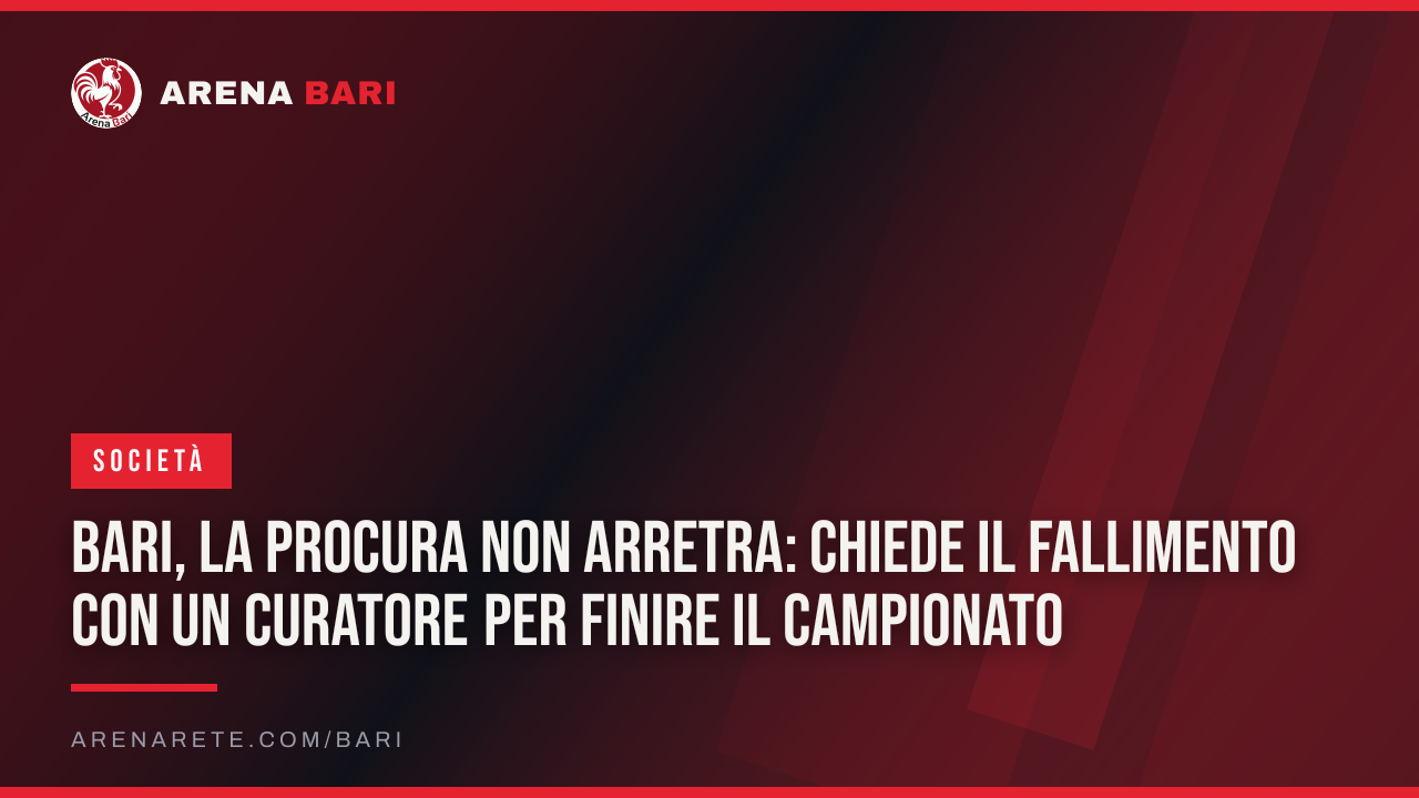 Bari, la Procura non arretra: chiede il fallimento con un curatore per finire il campionato