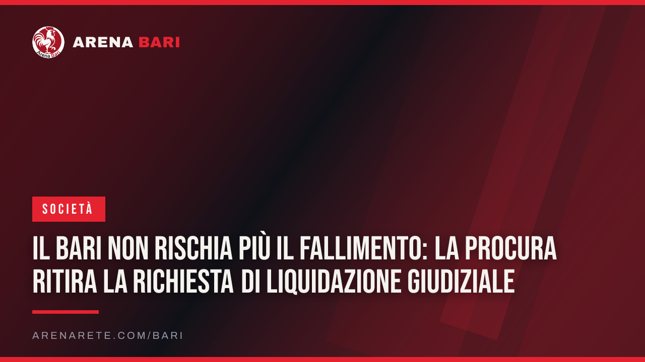 Il Bari non rischia più il fallimento: la Procura ritira la richiesta di liquidazione giudiziale