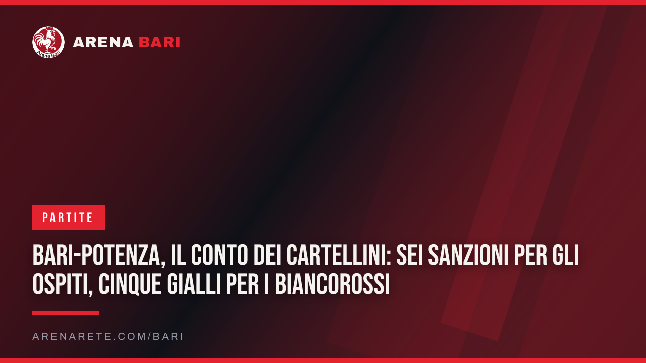 Bari-Potenza, il conto dei cartellini: sei sanzioni per gli ospiti, cinque gialli per i biancorossi