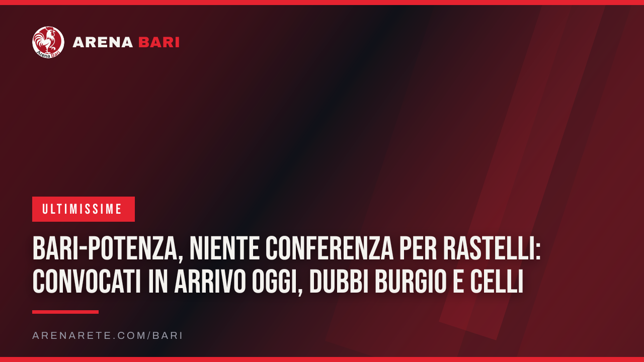 Bari-Potenza, niente conferenza per Rastelli: convocati in arrivo oggi, dubbi Burgio e Celli