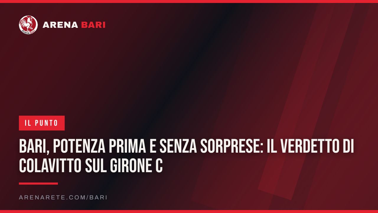 Bari, Potenza prima e senza sorprese: il verdetto di Colavitto sul Girone C