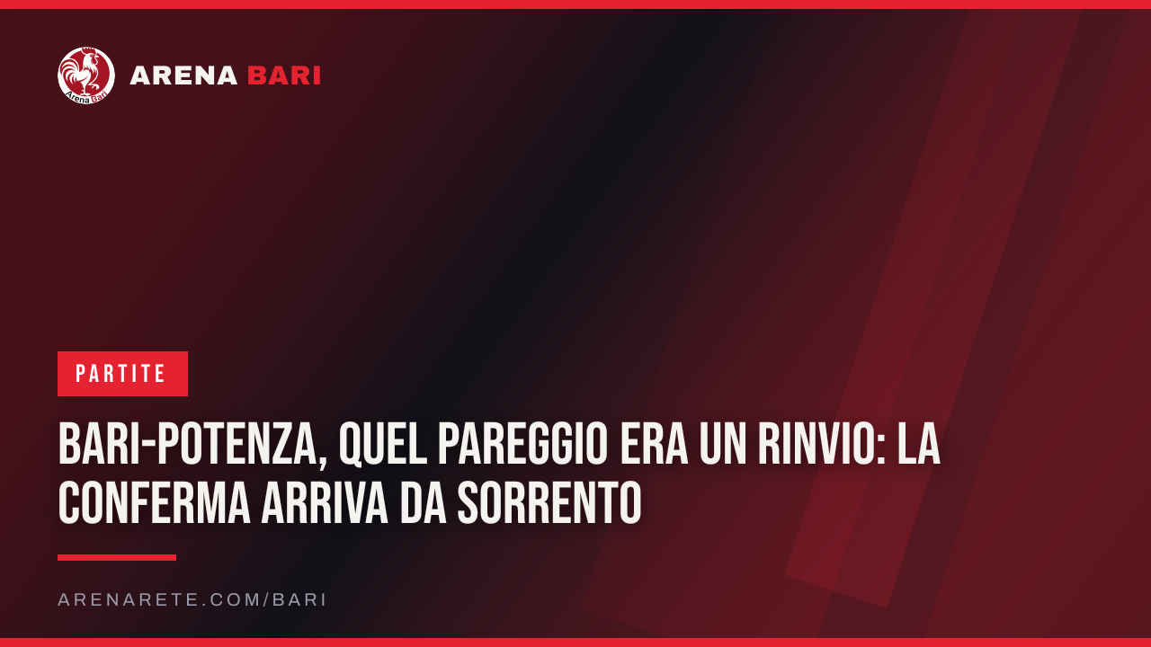 Bari-Potenza, quel pareggio era un rinvio: la conferma arriva da Sorrento