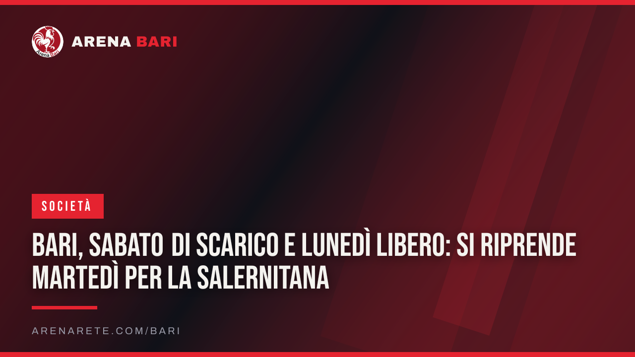 Bari, sabato di scarico e lunedì libero: si riprende martedì per la Salernitana