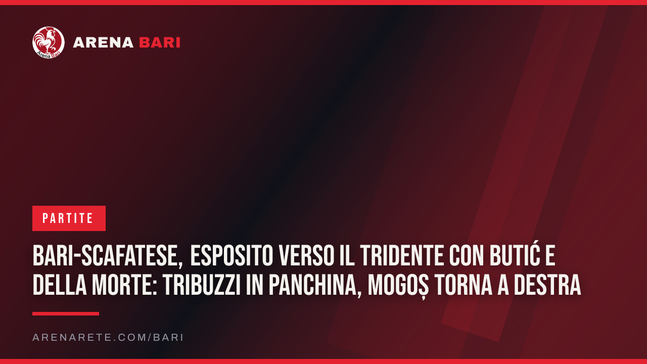 Bari-Scafatese, Esposito verso il tridente con Butić e Della Morte: Tribuzzi in panchina, Mogoș torna a destra