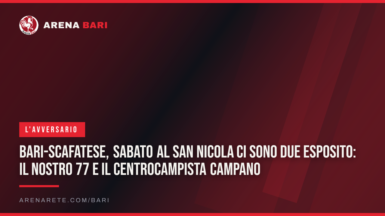 Bari-Scafatese, sabato al San Nicola ci sono due Esposito: il nostro 77 e il centrocampista campano