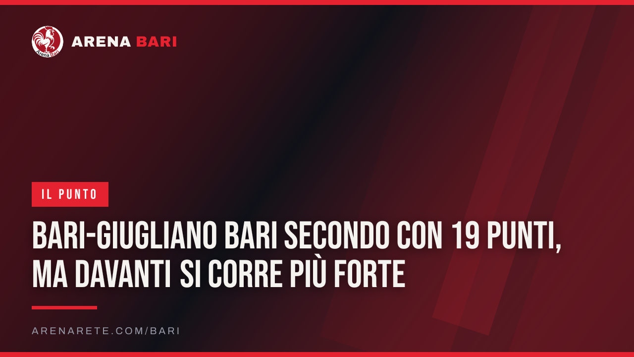 Bari-Giugliano Bari secondo con 19 punti, ma davanti si corre più forte