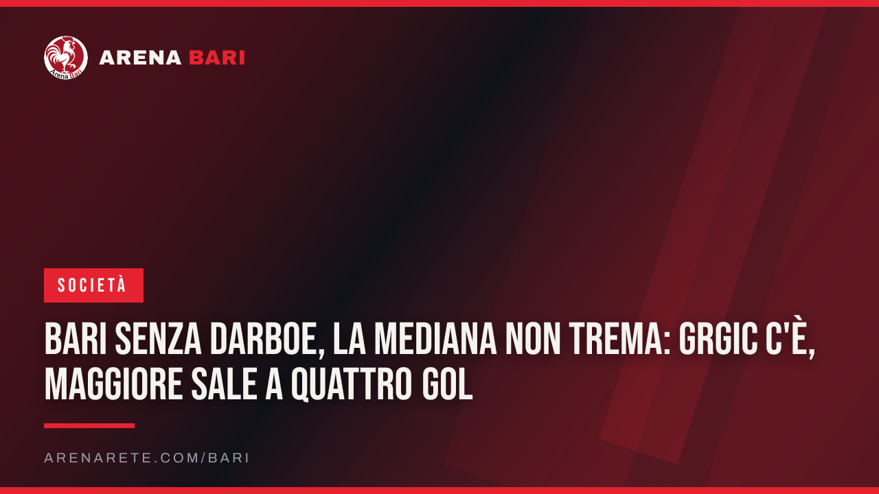 Bari senza Darboe, la mediana non trema: Grgic c'è, Maggiore sale a quattro gol