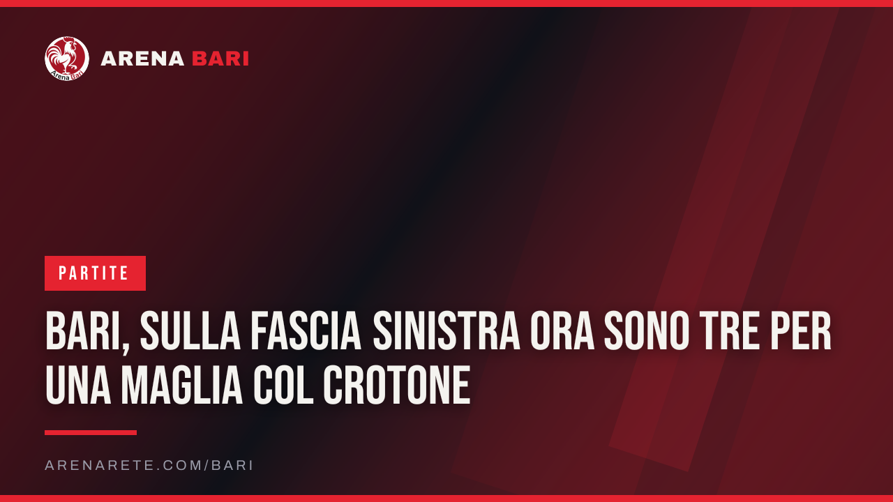 Bari, sulla fascia sinistra ora sono tre per una maglia col Crotone