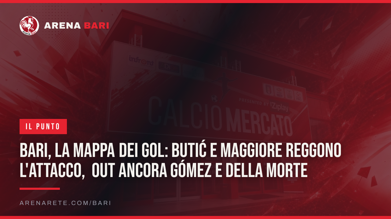 Bari, la mappa dei gol: Butić e Maggiore reggono l'attacco, out ancora Gómez e Della Morte