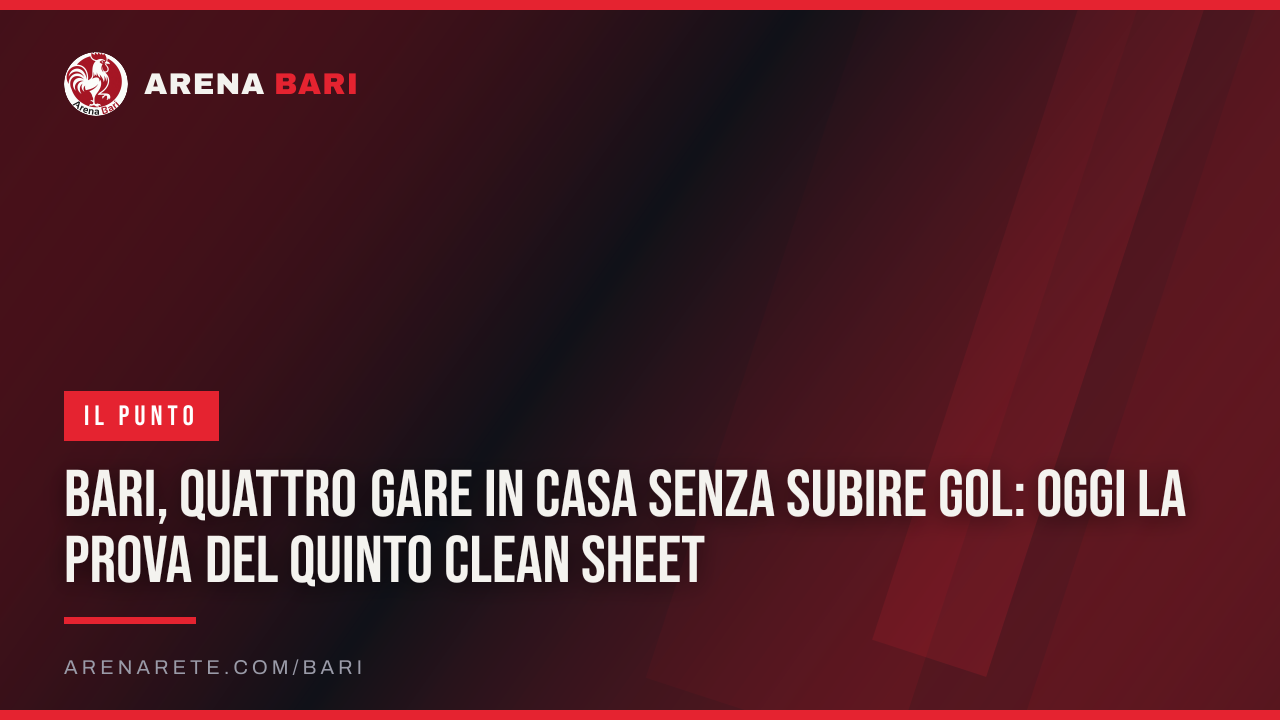 Bari, quattro gare in casa senza subire gol: oggi la prova del quinto clean sheet