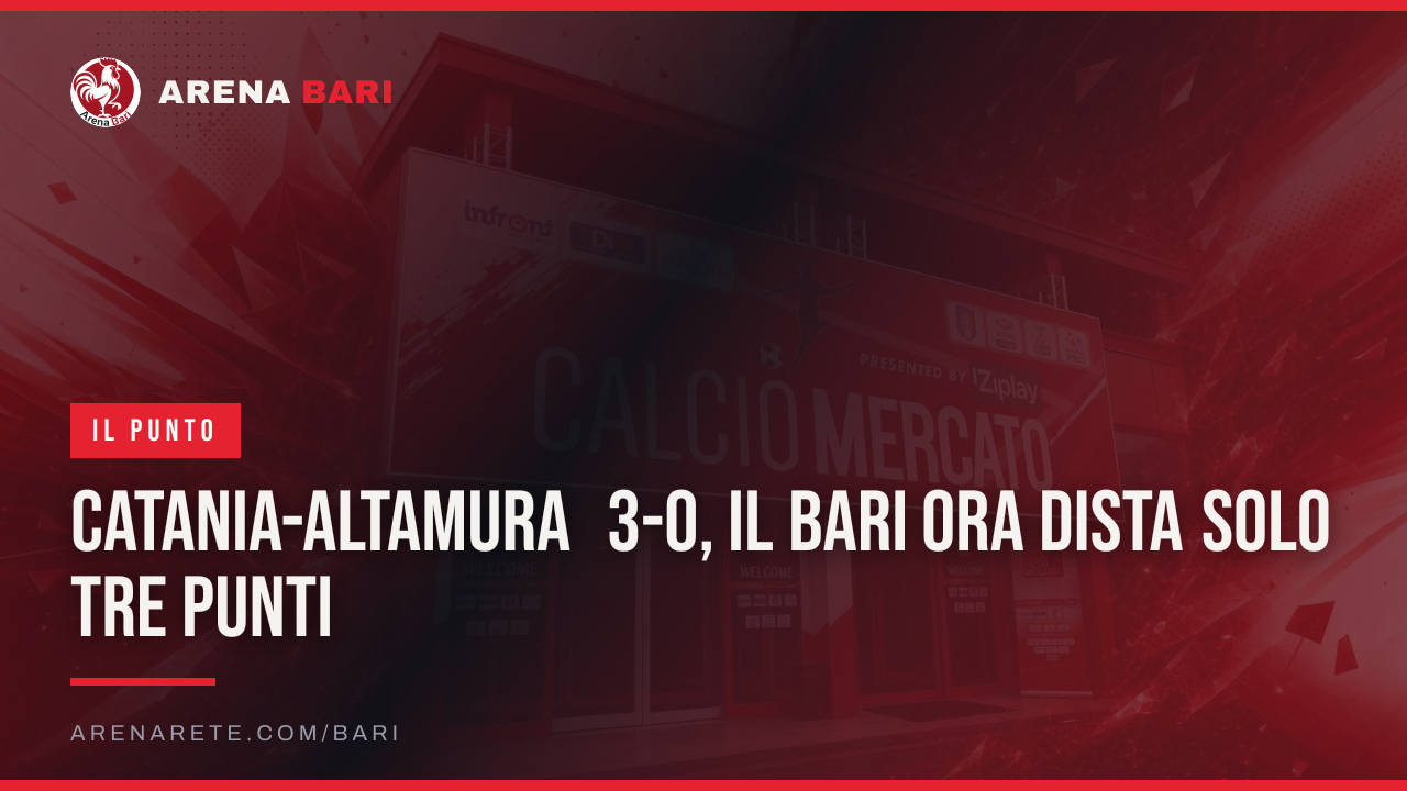 Catania-Altamura 3-0, il Bari ora dista solo tre punti