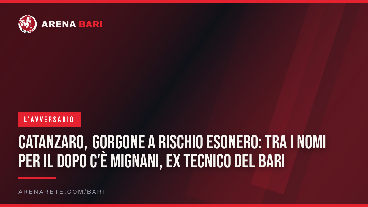 Catanzaro, Gorgone a rischio esonero: tra i nomi per il dopo c'è Mignani, ex tecnico del Bari