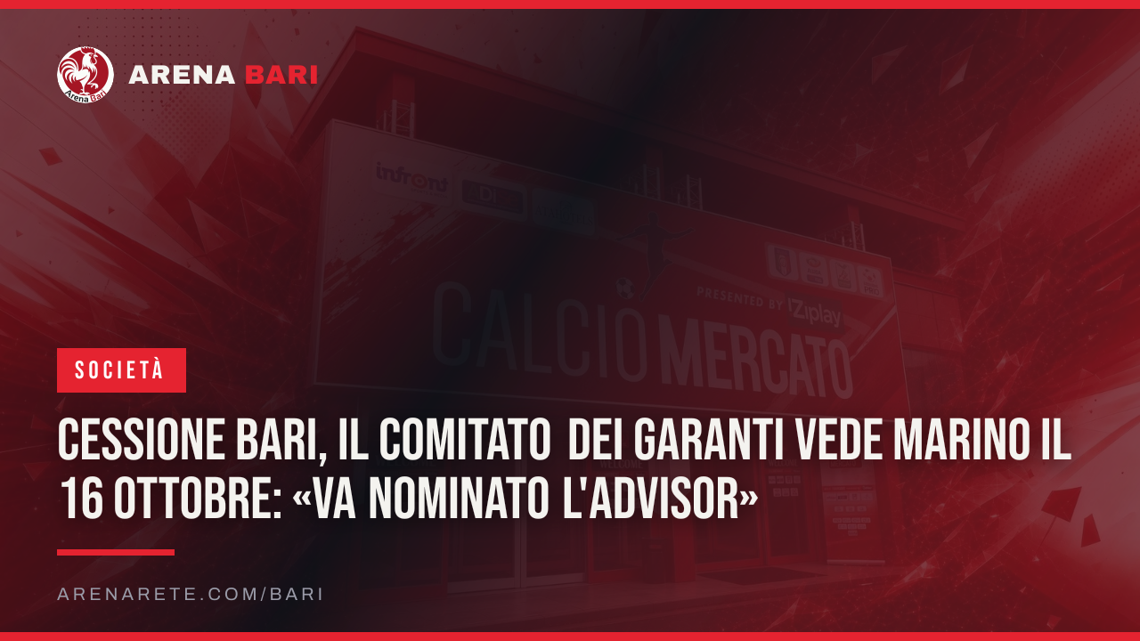 Cessione Bari, il comitato dei garanti vede Marino il 16 ottobre: «Va nominato l'advisor»