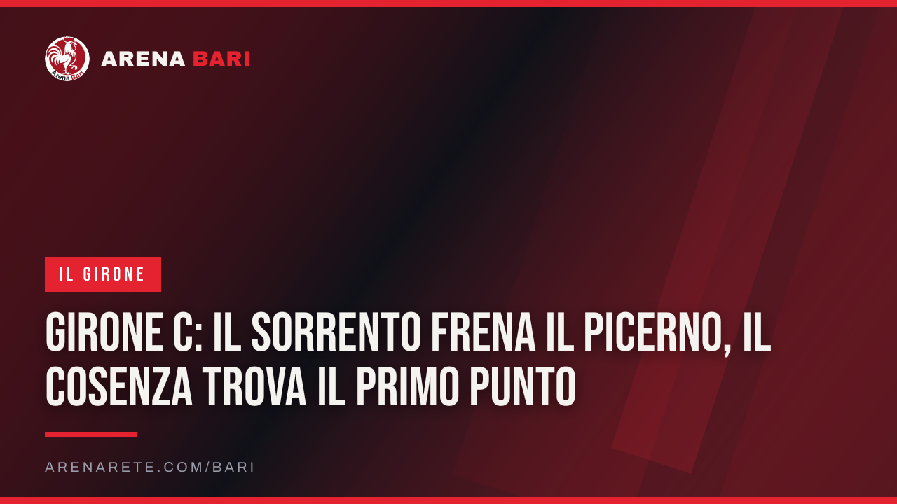 Girone C: il Sorrento frena il Picerno, il Cosenza trova il primo punto
