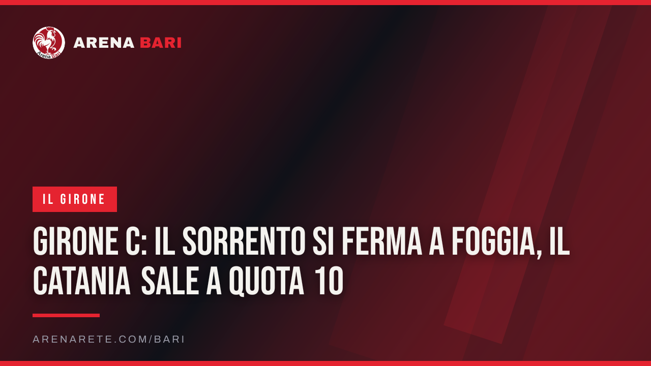 Girone C: il Sorrento si ferma a Foggia, il Catania sale a quota 10
