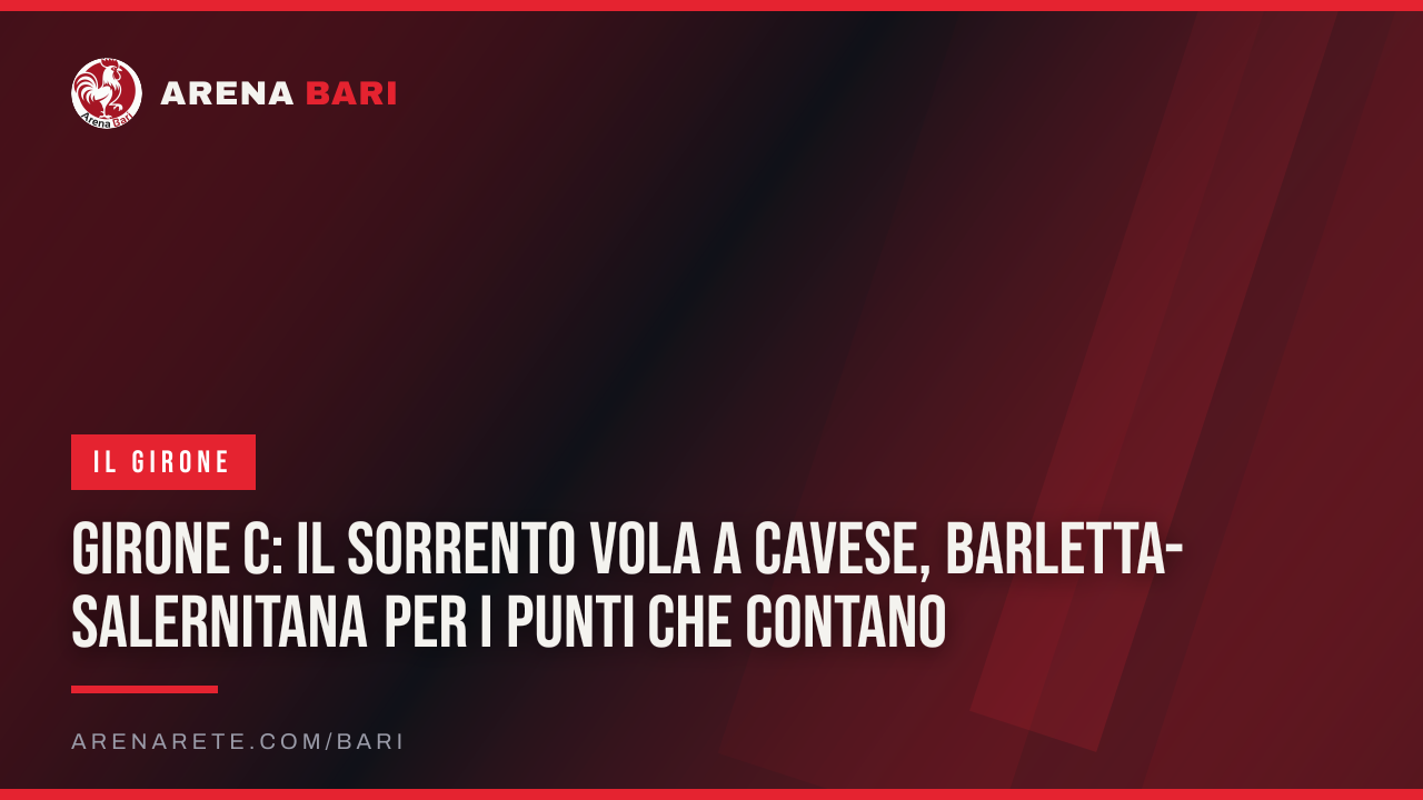 Girone C: il Sorrento vola a Cavese, Barletta-Salernitana per i punti che contano