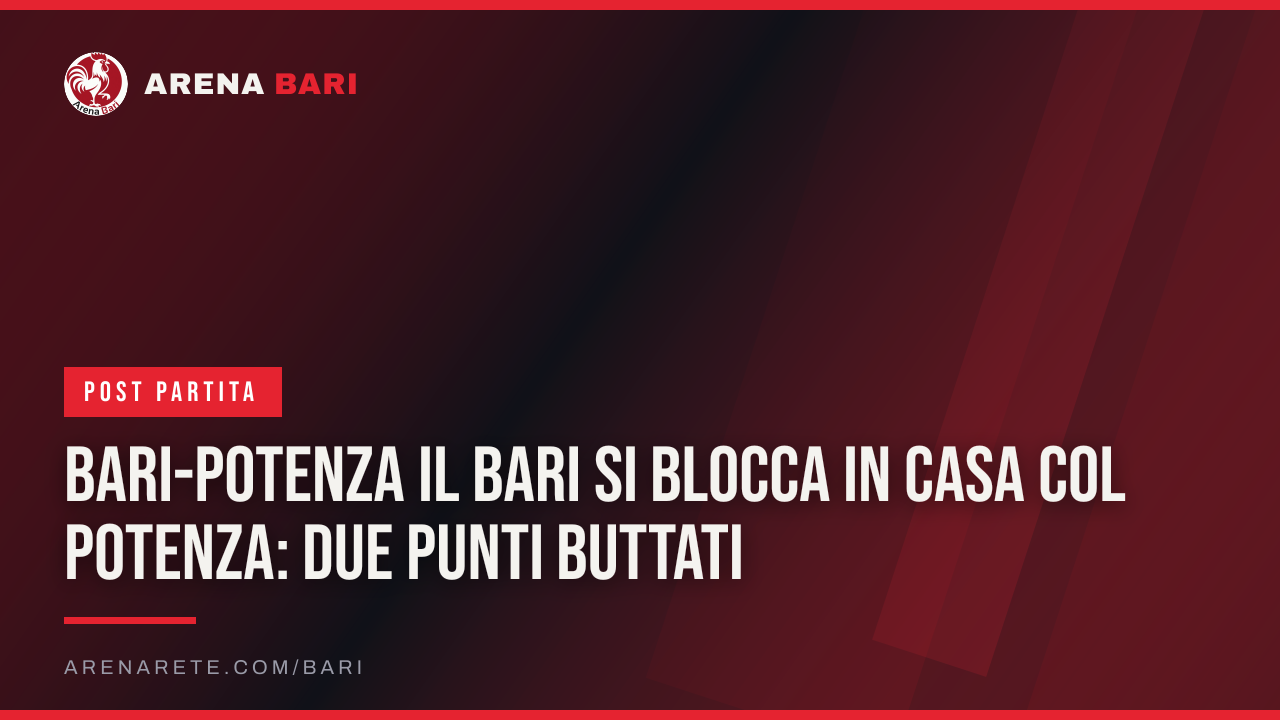 Bari-Potenza Il Bari si blocca in casa col Potenza: due punti buttati