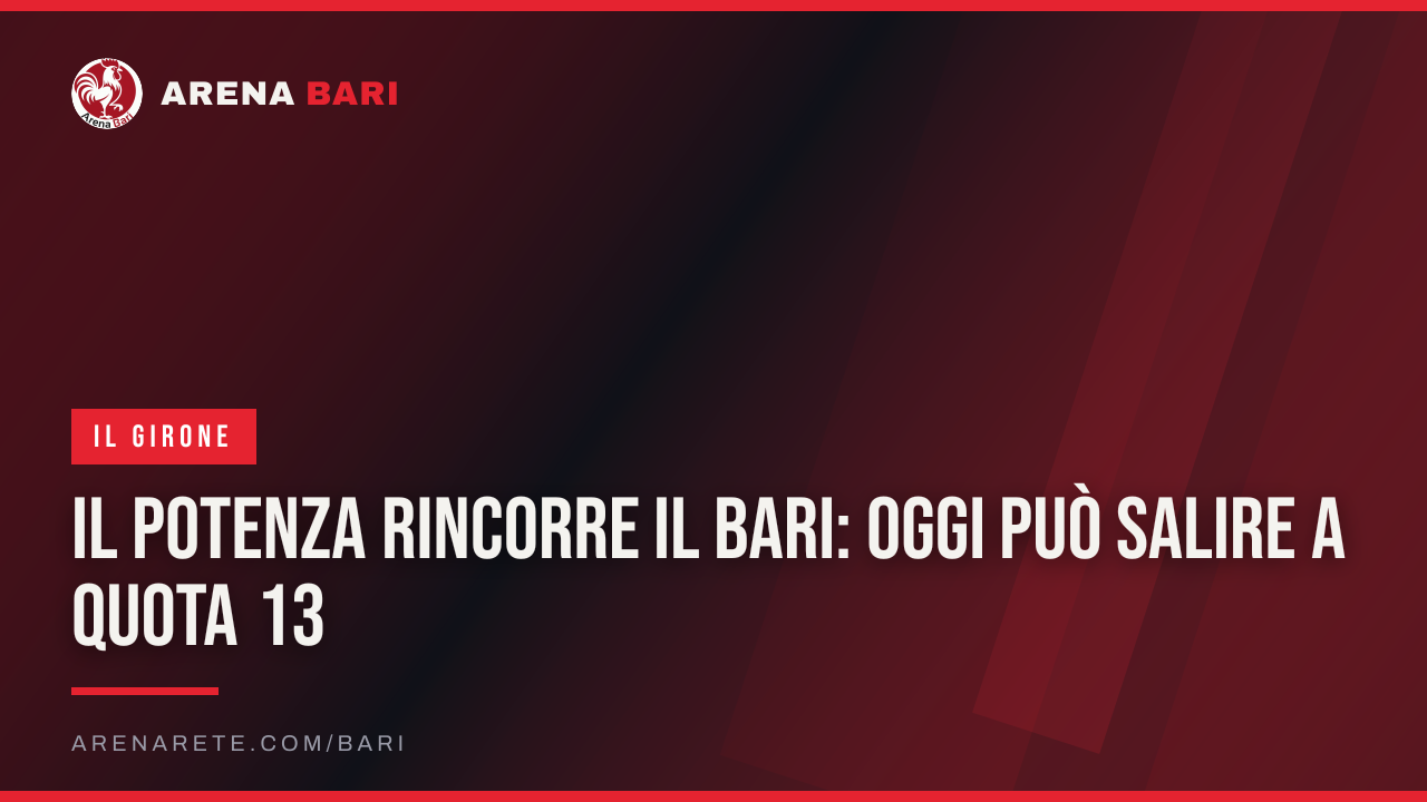 Il Potenza rincorre il Bari: oggi può salire a quota 13