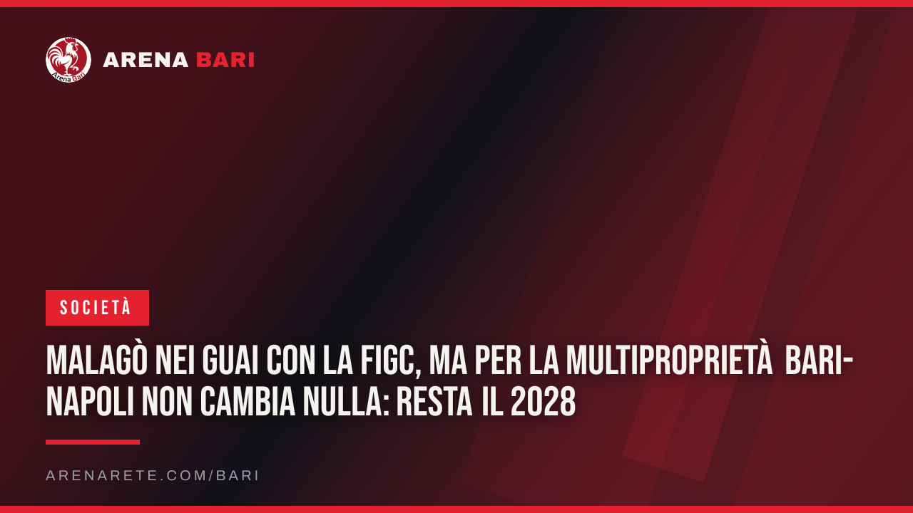 Malagò nei guai con la FIGC, ma per la multiproprietà Bari-Napoli non cambia nulla: resta il 2028