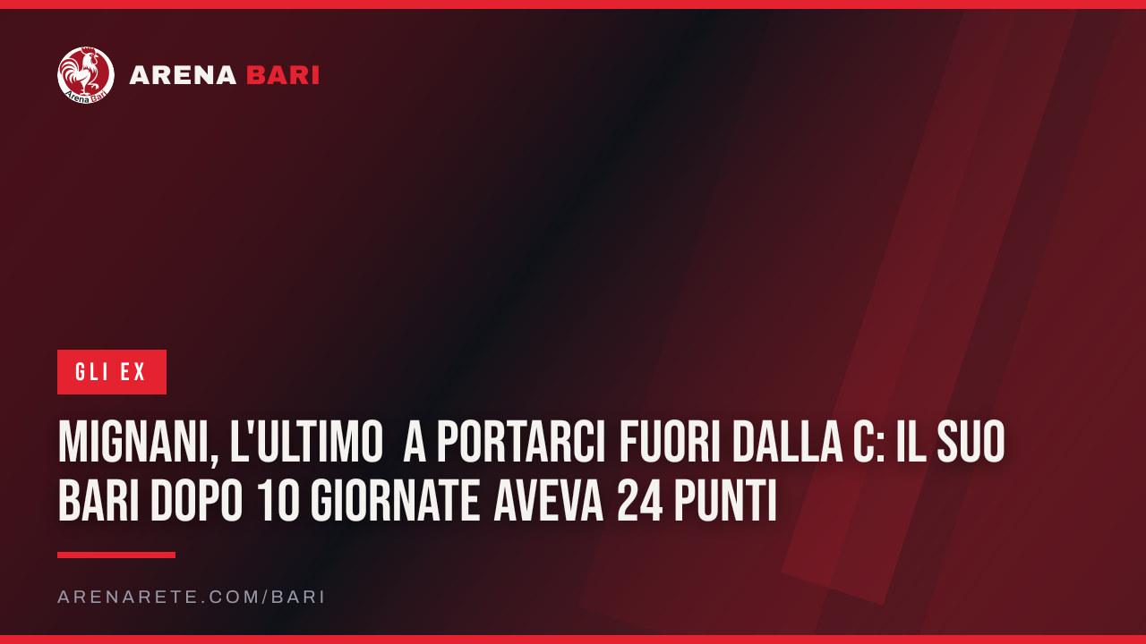 Mignani, l'ultimo a portarci fuori dalla C: il suo Bari dopo 10 giornate aveva 24 punti