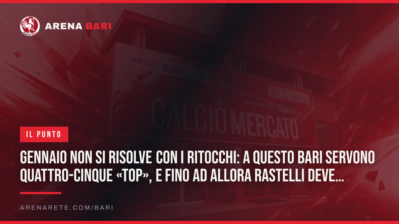 Gennaio non si risolve con i ritocchi: a questo Bari servono quattro-cinque «top», e fino ad allora Rastelli deve inventarsi qualcosa