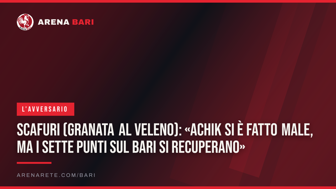 Scafuri (Granata al Veleno): «Achik si è fatto male, ma i sette punti sul Bari si recuperano»