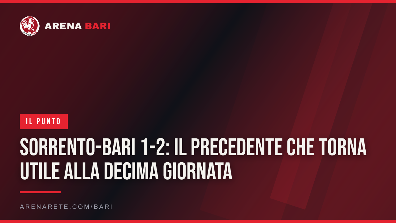 Sorrento-Bari 1-2: il precedente che torna utile alla decima giornata