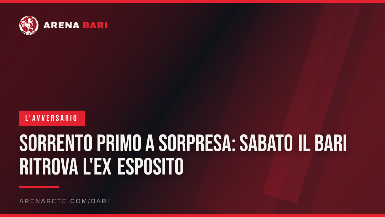 Sorrento primo a sorpresa: sabato il Bari ritrova l'ex Esposito