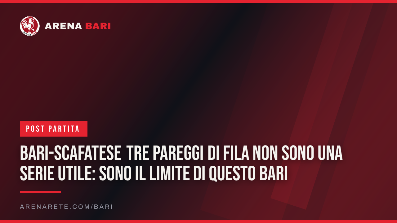 Bari-Scafatese Tre pareggi di fila non sono una serie utile: sono il limite di questo Bari