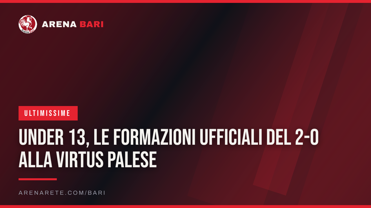 Under 13, le formazioni ufficiali del 2-0 alla Virtus Palese