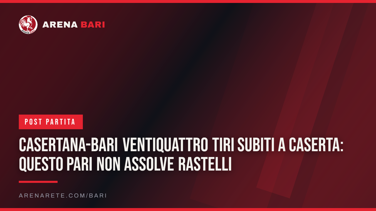 Casertana-Bari Ventiquattro tiri subiti a Caserta: questo pari non assolve Rastelli