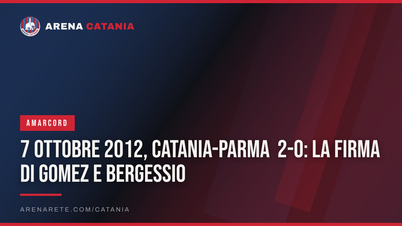 7 ottobre 2012, Catania-Parma 2-0: la firma di Gomez e Bergessio