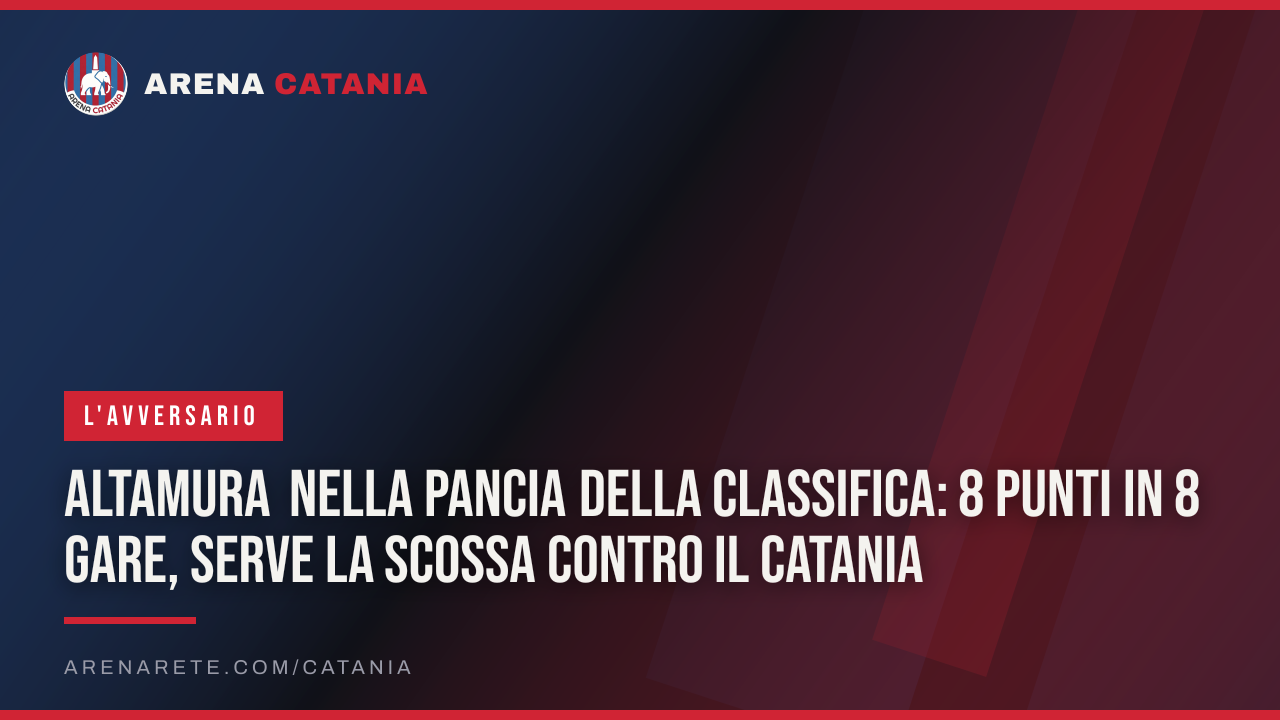 Altamura nella pancia della classifica: 8 punti in 8 gare, serve la scossa contro il Catania