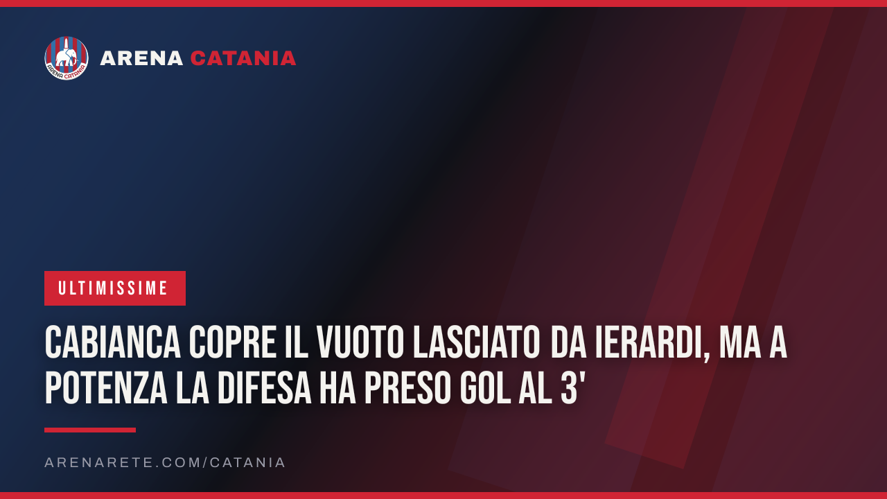 Cabianca copre il vuoto lasciato da Ierardi, ma a Potenza la difesa ha preso gol al 3'