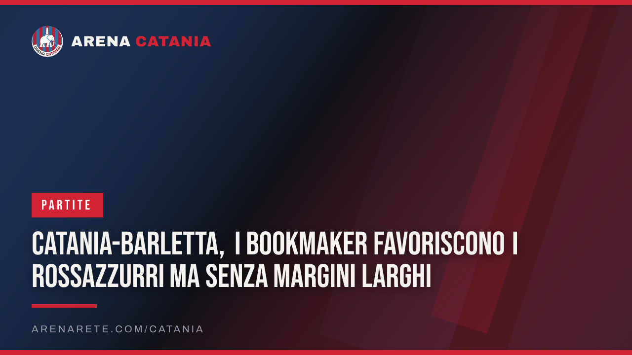 Catania-Barletta, i bookmaker favoriscono i rossazzurri ma senza margini larghi